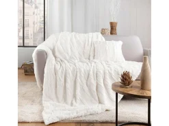 Manta de Imitação de Pele "Foxy" 180x220cm Natural - Conforto Fofinho e Certificado Oeko-TEX
