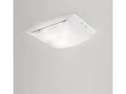 Michela grande plafon 45x30cm branco brilhante 2XE27, vidro curvo com base cromada, IP20, max 2x52W, candeeiro de teto elegante