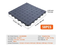 Pavimento de Garagem SucceBuy Embalagem de 50 Peças de Azulejos de Garagem Interligados 30,48 x 30,48 cm Cinzento