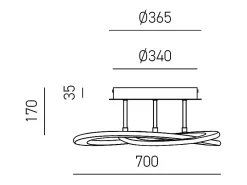 Plafon LED moderno Yara 50W regulável 4000K luz quente, design de anel de alumínio branco 70x17cm, 2400lm, LED integrado IP20