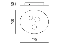 Plafon Luna em metal branco 47,5x40cm, 3 luzes GX53 max 3x8W, IP20, design redondo moderno, lâmpadas não incluídas
