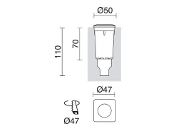 RAIN piso embutido estilo moderno e versátil -D. ø5 cm - quadrado - G9 1,7W - 170lm e 3K - resina - ip67 - branco e azul