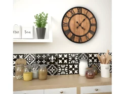 Relógio de parede c/ movimento quartzo madeira e metal 60cm XXL PT213417