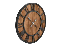 Relógio de parede c/ movimento quartzo madeira e metal 60cm XXL PT213417