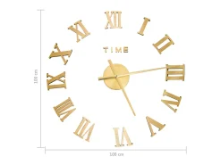 Relógio de parede 3D com design moderno 100 cm XXL dourado PT241502