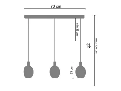 Suspensão TOSEL VINGOLF vidro conjunto lilás D60 x H100 cm
