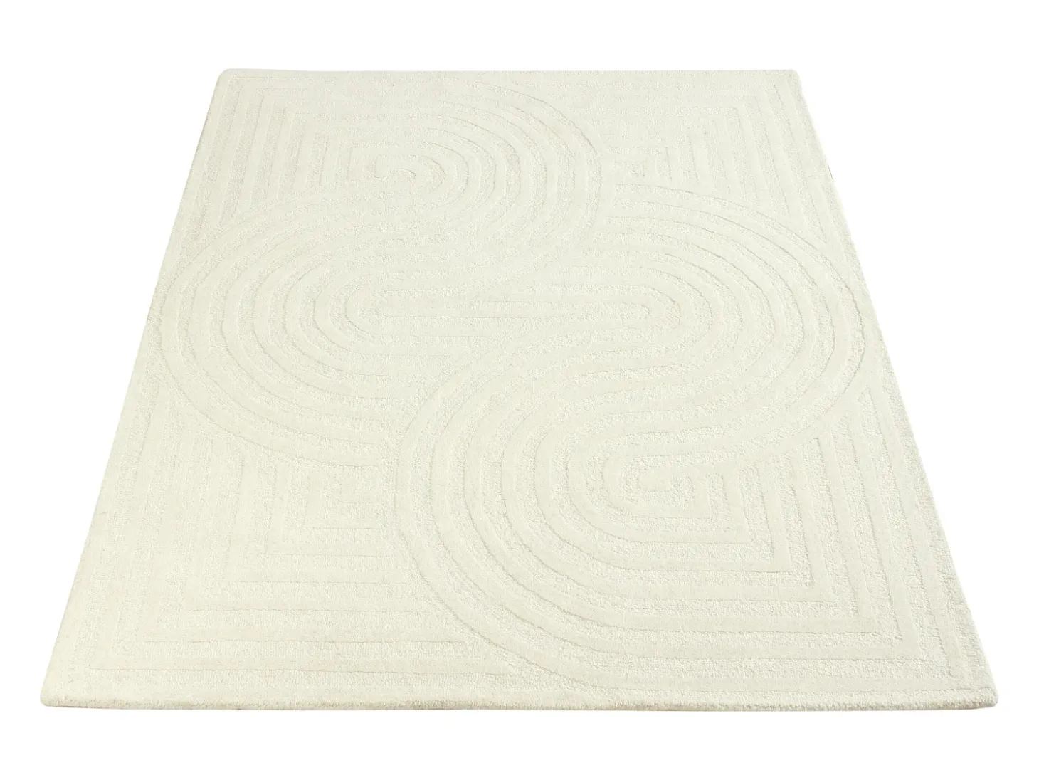 Tapete 100% lã tufado à mão, 160 x 230 cm, Branco pérola, LUZAN