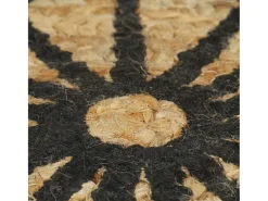 Tapete artesanal em juta com impressão a preto 150 cm PT749687