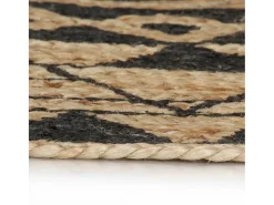 Tapete artesanal em juta com impressão a preto 150 cm PT749687