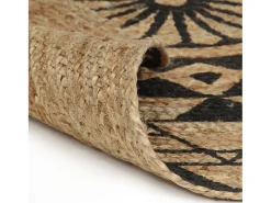 Tapete artesanal em juta com impressão a preto 150 cm PT749687