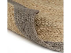 Tapete artesanal em juta com rebordo cinzento 150 cm PT394655