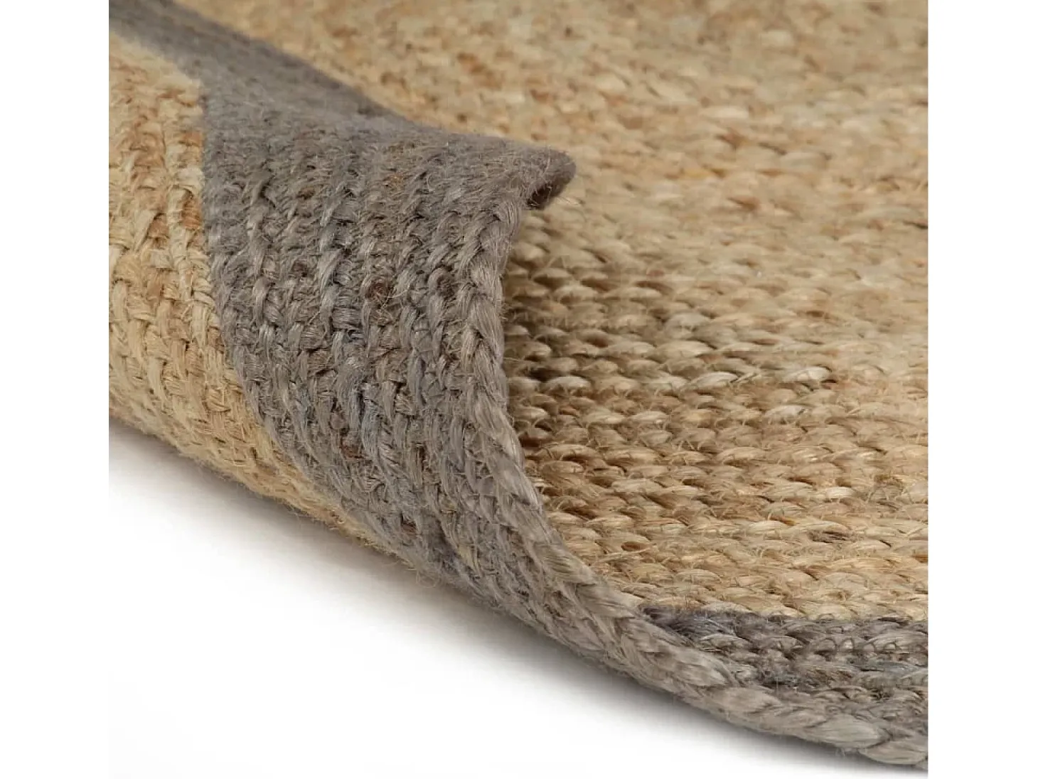 Tapete artesanal em juta com rebordo cinzento 150 cm PT394655