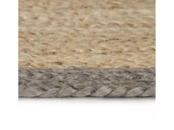 Tapete artesanal em juta com rebordo cinzento 150 cm PT394655