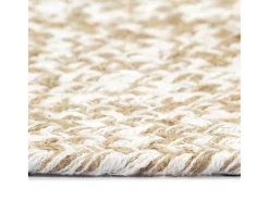 Tapete artesanal em juta branco e natural 90 cm PT779000