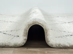 Tapete Bahar Shaggy moderno padrão losango, preto branco, 160 x 230 cm