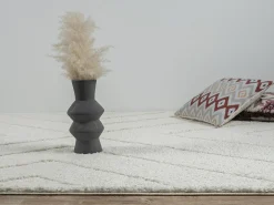 Tapete Bahar Shaggy padrão triângulo, creme, 120 cm redondo