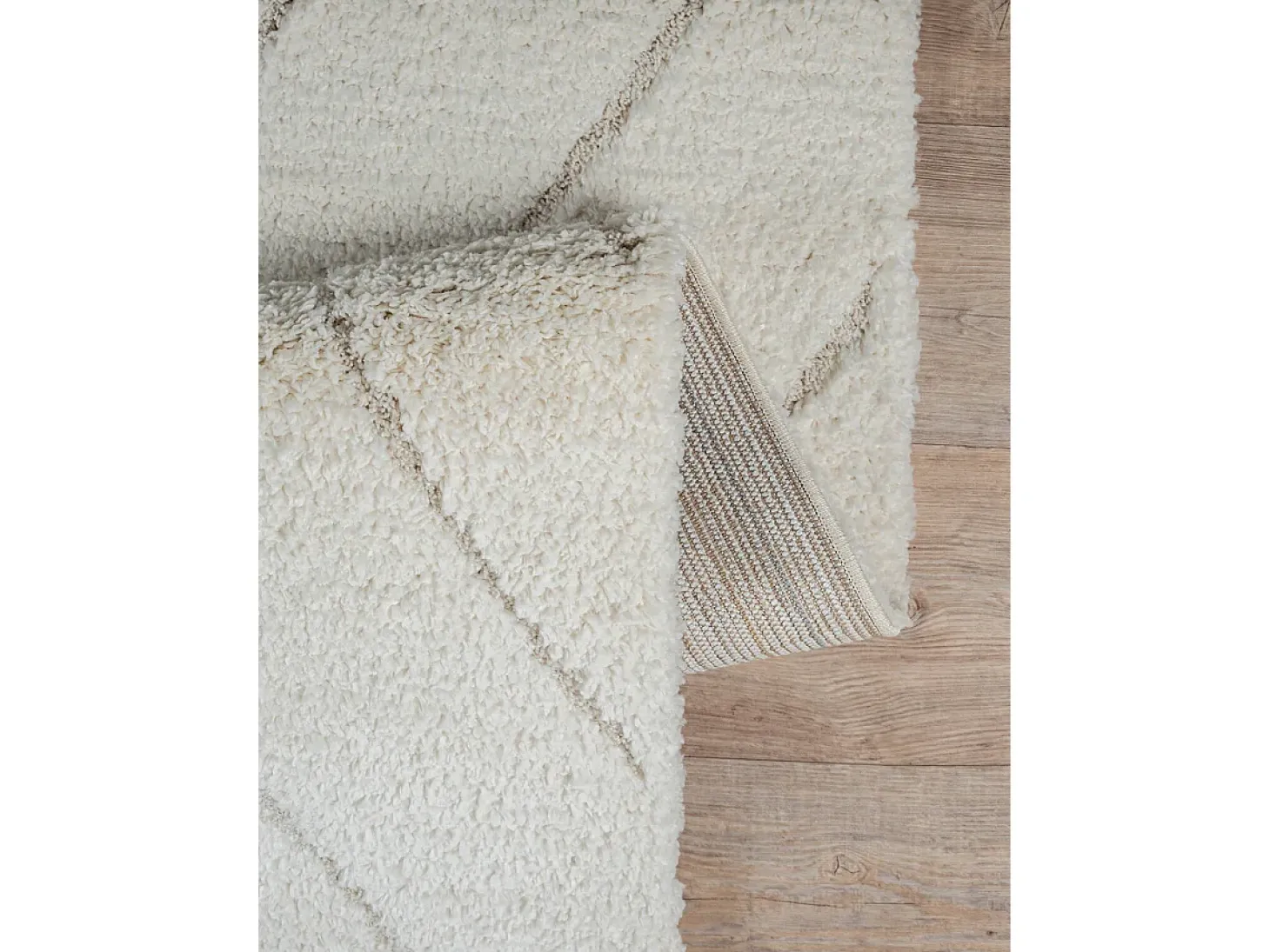 Tapete Bahar Shaggy padrão triângulo, creme, 120 cm redondo