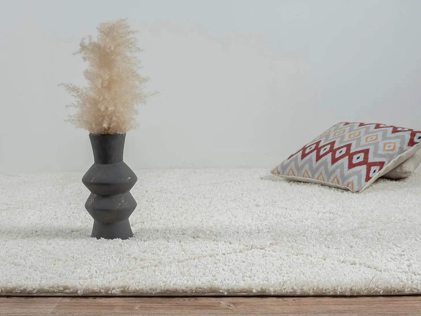 Tapete Bahar Shaggy padrão losango, creme, 200 x 290 cm
