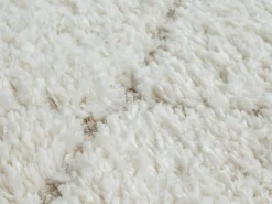 Tapete Bahar Shaggy padrão losango, creme, 200 x 290 cm
