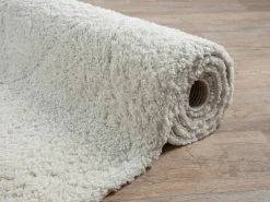 Tapete Bahar Shaggy padrão losango, creme, 200 x 290 cm