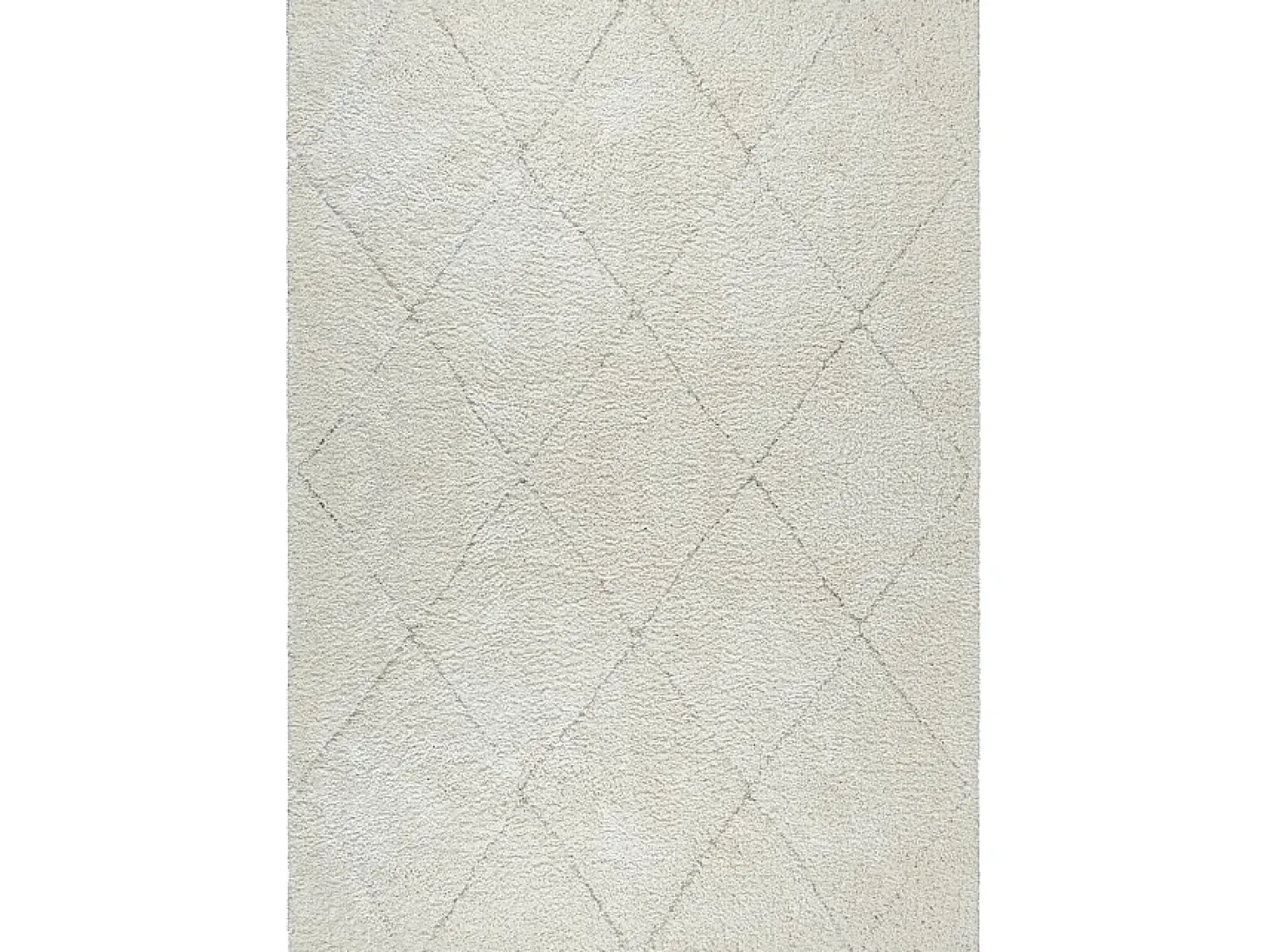 Tapete Bahar Shaggy padrão losango, creme, 120 x 170 cm