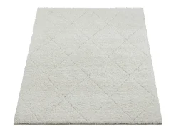 Tapete Bahar Shaggy padrão losango, creme, 120 x 170 cm