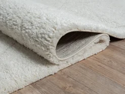 Tapete Bahar Shaggy padrão losango, creme, 120 x 170 cm