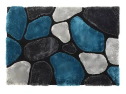 Tapete com pelo turquesa e cinza Poliéster 160x230cm PIETRA