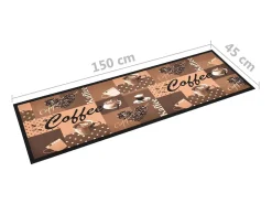 Tapete de cozinha lavável com design café 45x150 cm castanho PT417980