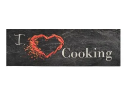Tapete de cozinha lavável 60x180 cm veludo padrão cooking preto PT285279
