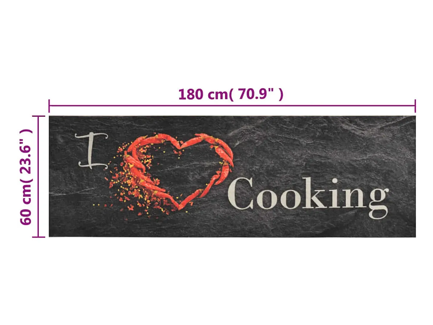Tapete de cozinha lavável 60x180 cm veludo padrão cooking preto PT285279