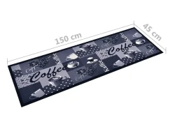 Tapete de cozinha lavável com design café 45x150 cm azul PT480203