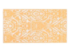 Tapete de Exterior ARAKIL 80x150 cm em Laranja e Branco - Estilo e Conforto para Seu Espaço