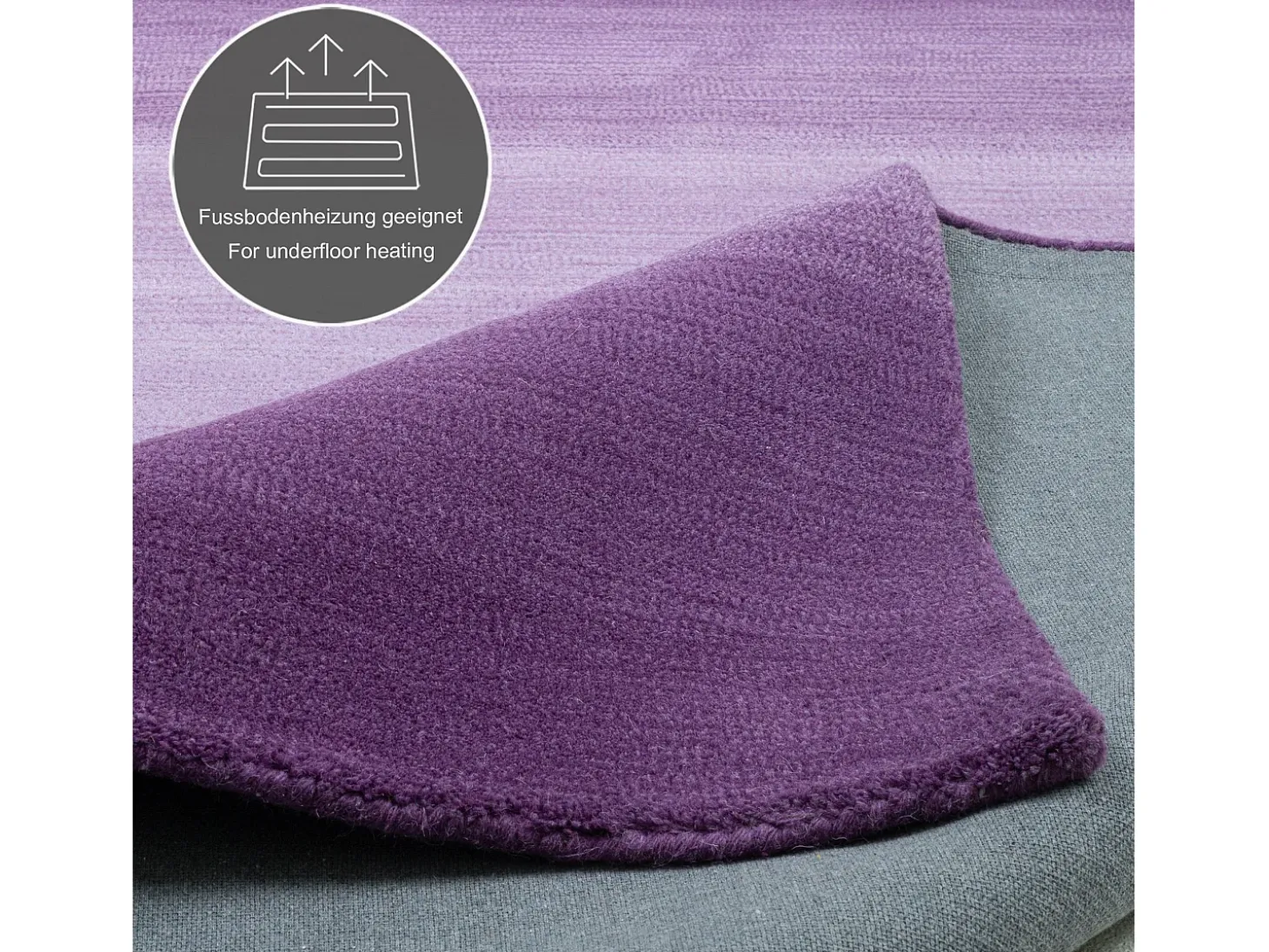 Tapete de lã com degradê de cores 140x200 cm roxo Wool Comfort