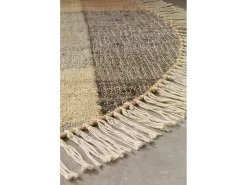 Tapete de lã de juta e algodão 120 cm diâmetro