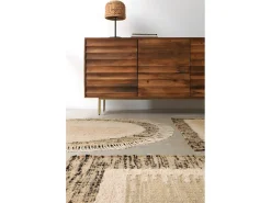 Tapete de lã de juta e algodão 120 cm diam.