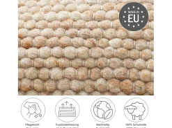 Tapete de lã reversível tecido à mão 70x140 cm bege escuro Alpen