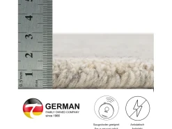 Tapete de lã UNI tecido à mão 150x150 cm cinza natural Pure