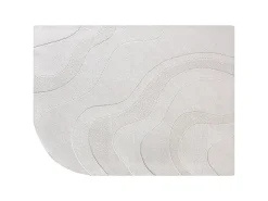 Tapete em relevo 100% lã feito à mão com borda arredondada, 200 x 290, Marfim, VELORIA