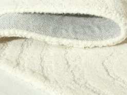 Tapete em relevo 100% lã tufado à mão, 160 x 230 cm, Marfim, 2100g/m², NEORA