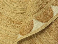 Tapete redondo floral 100% juta D200 cm cor natural - INDIRA