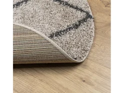 Tapete shaggy de pelo alto PAMPLONA Ø 120 cm bege e antracite PT527436