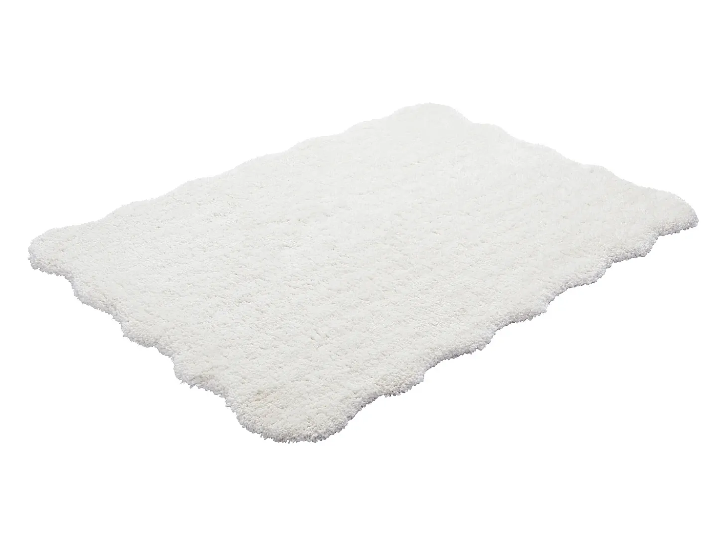 Tapete shaggy de pelo comprido com bordas onduladas, 200 x 290 cm, Branco, NERIDA