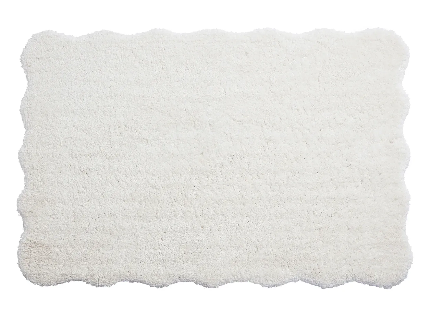 Tapete shaggy de pelo comprido com bordas onduladas, 200 x 290 cm, Branco, NERIDA