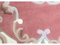 Tapete tufado à mão com borda em design Aubusson 150x150 cm rose Ming