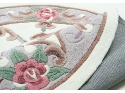 Tapete tufado à mão com borda em design Aubusson 190x190 cm bege Ming