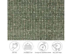 Tapete UNI às riscas em viscose e lã 190x190 cm verde Venus