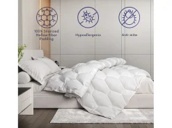 The White Stone Edredão de Inverno 200x200 cm 400 g | Enchimento macio e quente | Microfibra branca hipoalergénica | Cama individual