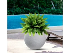 Vaso Botticelli bege em resina, formato esférico, para plantas de interior e exterior, 40x33 cm