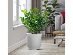 Vaso cilíndrico de resina Raffaello Bianco, 35x34cm, para plantas de interior e exterior.